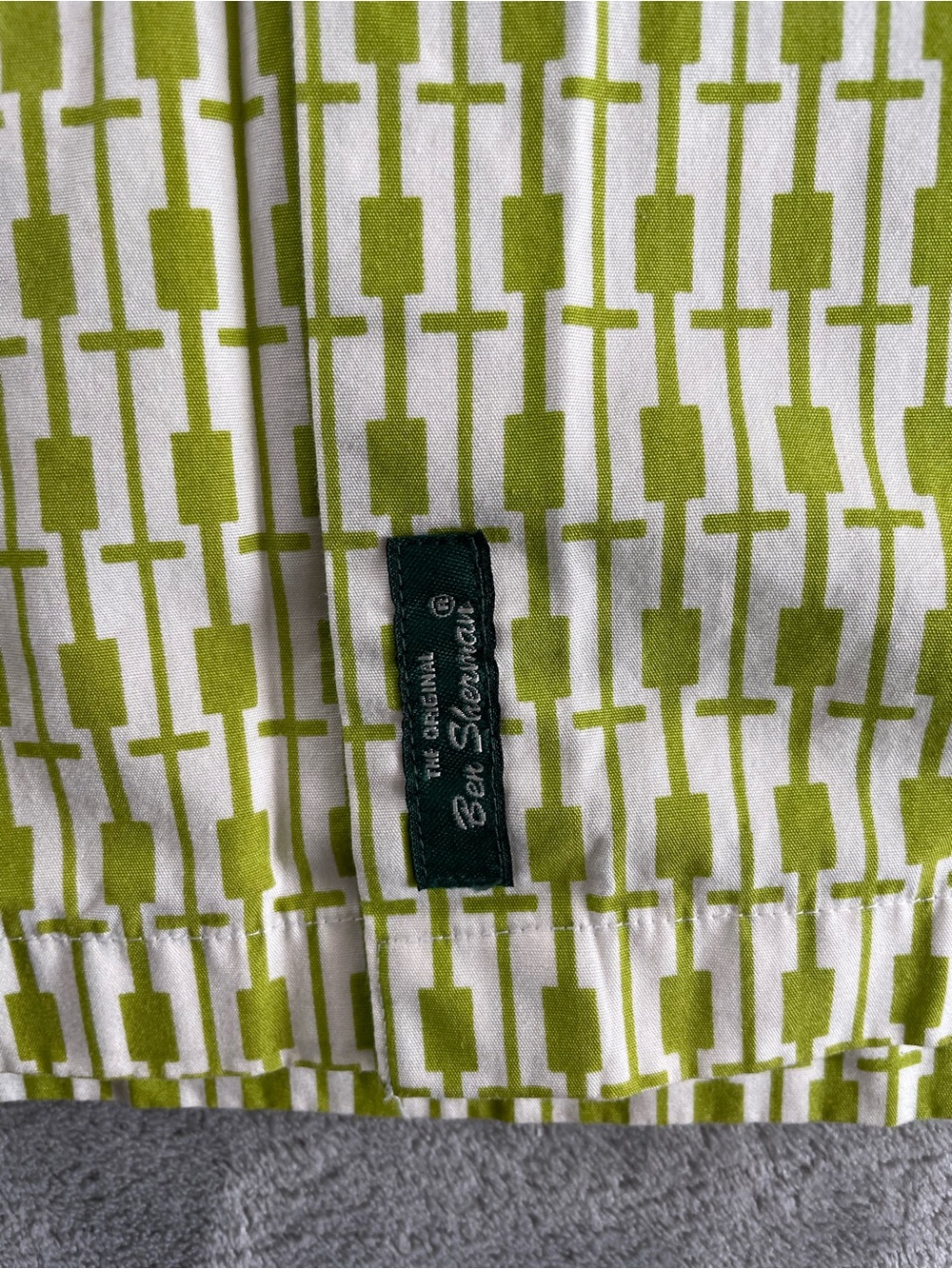 Ben Sherman Retro Art Deco Mens XL (4) Short Sleeved Button Shirt Green Cotton - Picture 5 of 9